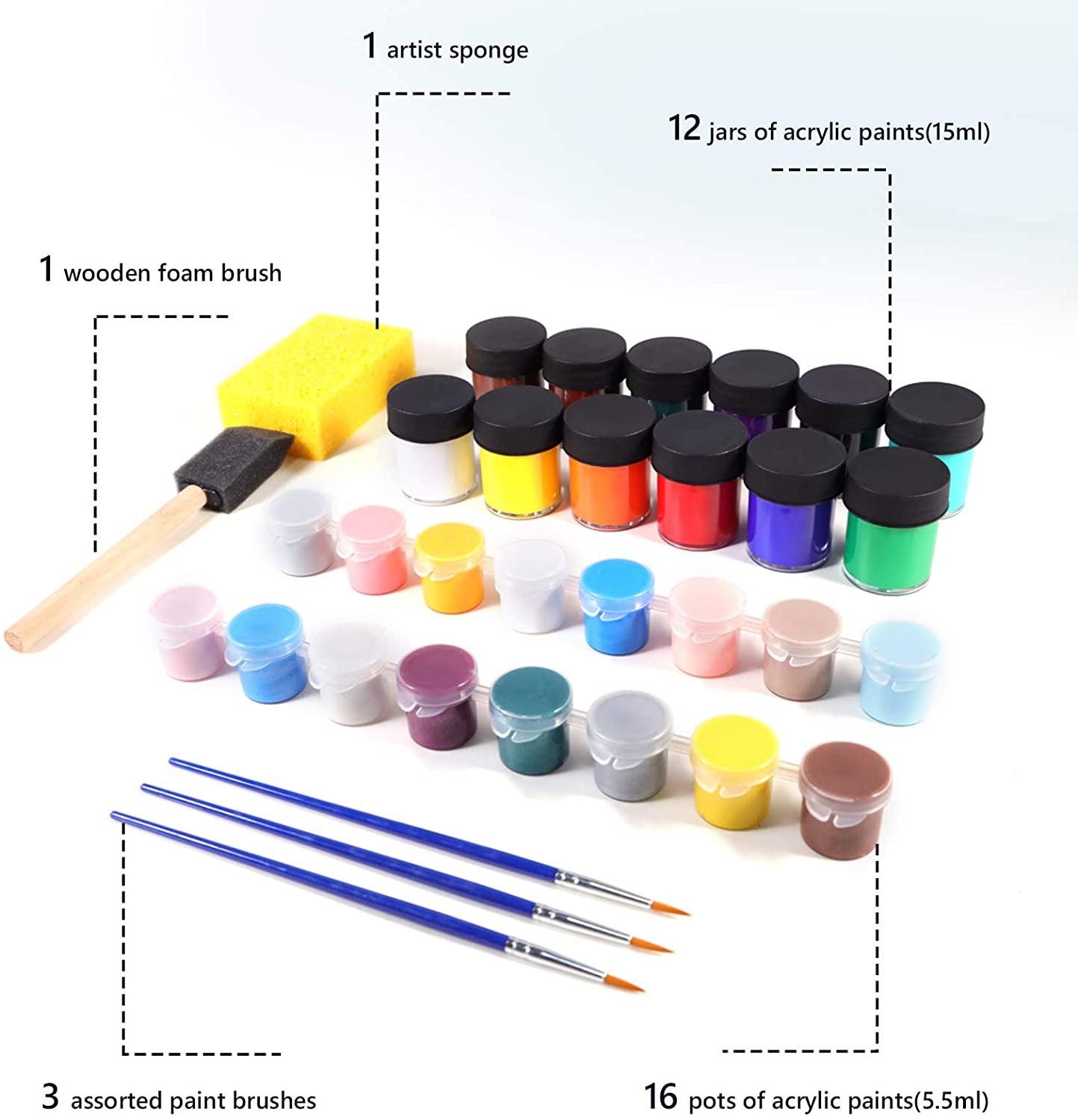 Watercolor Palette Paint Case - Large Metal Watercolor Tin with 28pcs Clear Full